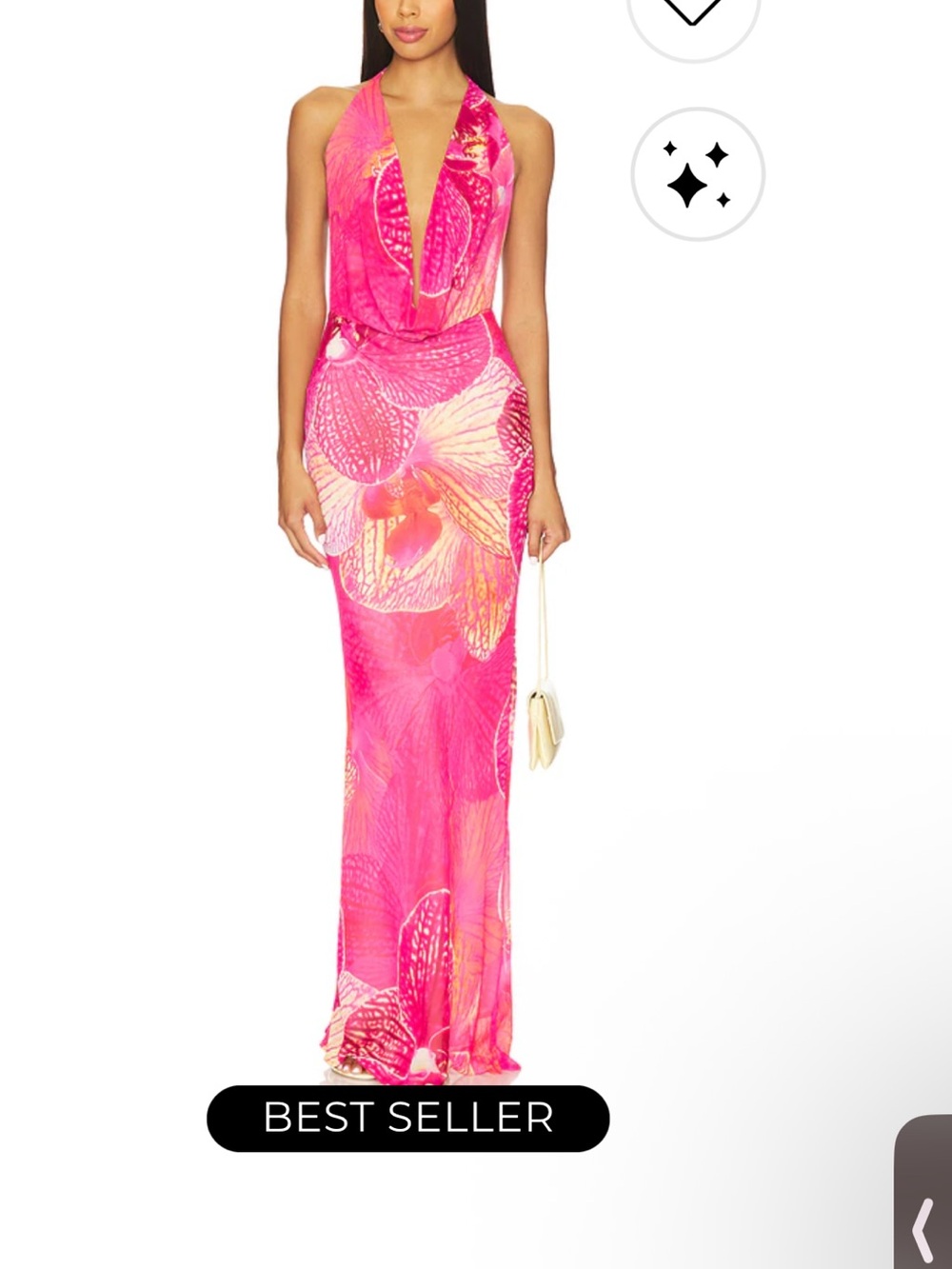 Plunging Halter Maxi Dress in Vibrant Pink Floral